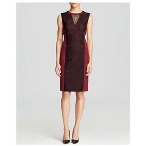 MAGASCHONI | Lace Panel Shift Dress Burgundy Black Women’s Size 10